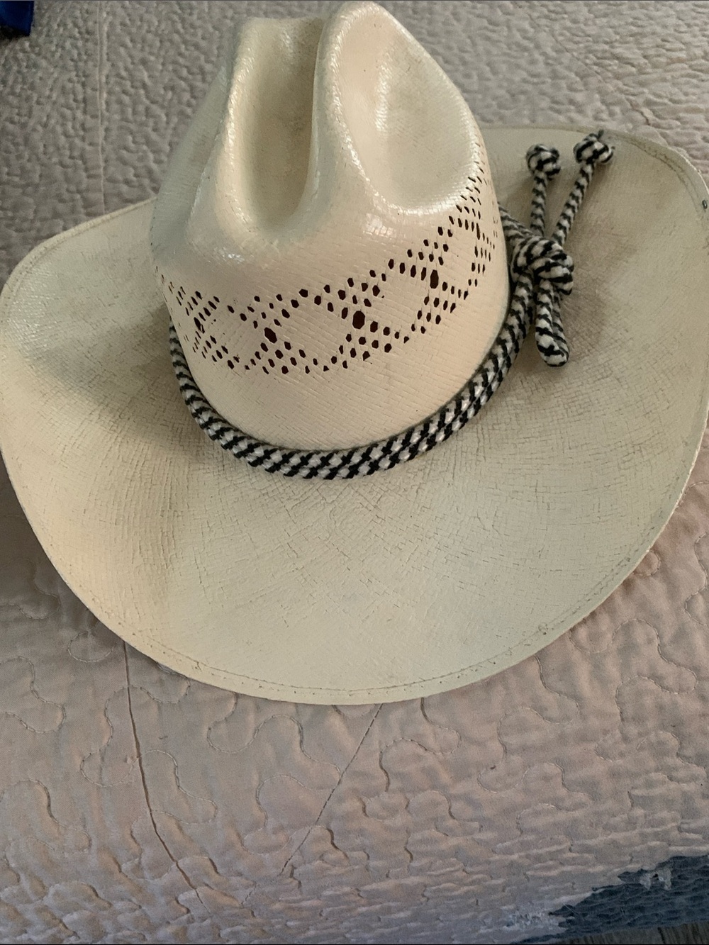 Turner Hat Co Classic White Straw Cowboy Hat with Black Braided Band